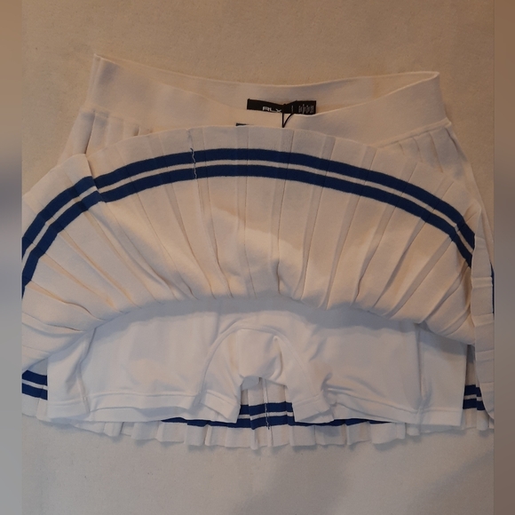 NWT! Ralph Lauren RLX Skort Womans Large White Blue Golf Sporty Pleated Preppy - Picture 4 of 14